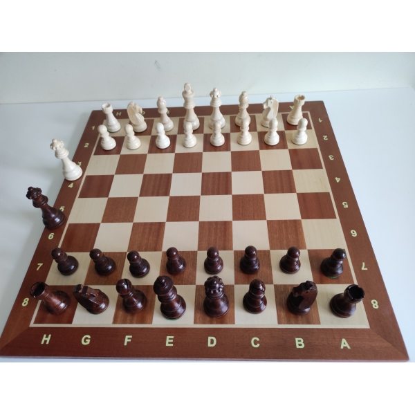 Conjunto Europeas Staunton 5 claras con tablero caoba con coordenadas - Imagen 3