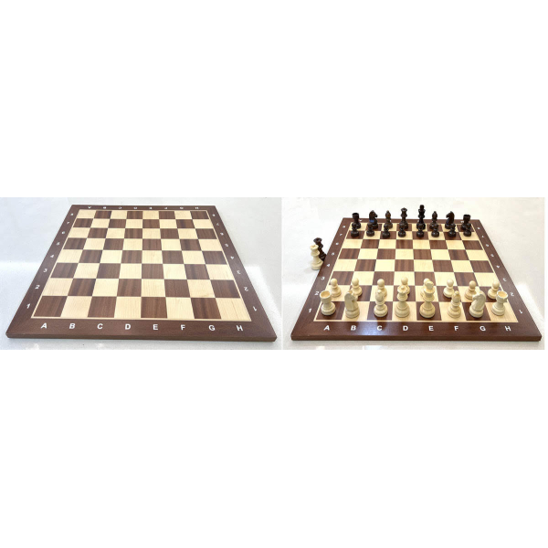 Conjunto Europeas Staunton 5 claras con tablero caoba con coordenadas - Imagen 2